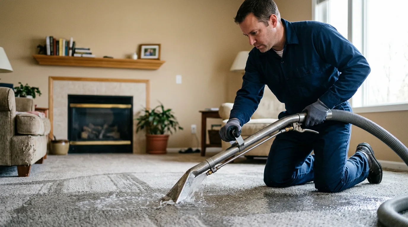 Water damage restoration technician working near North Grafton, MA